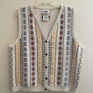 Northern Reflections Button Up Sweater Vest Vintage 90s Size XL Cotton Blend